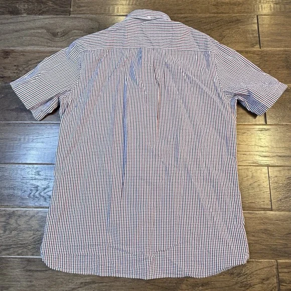 Brooks Brothers Seersucker Men's L Gingham Red Blue Check Short Sleeve Button Up - Picture 5 of 8